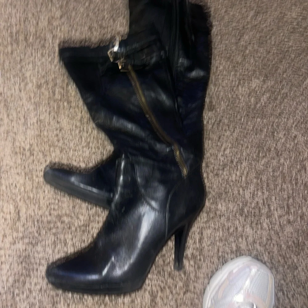 Women’s tall 3:5 heel Nine West black boots - Picture 12 of 14